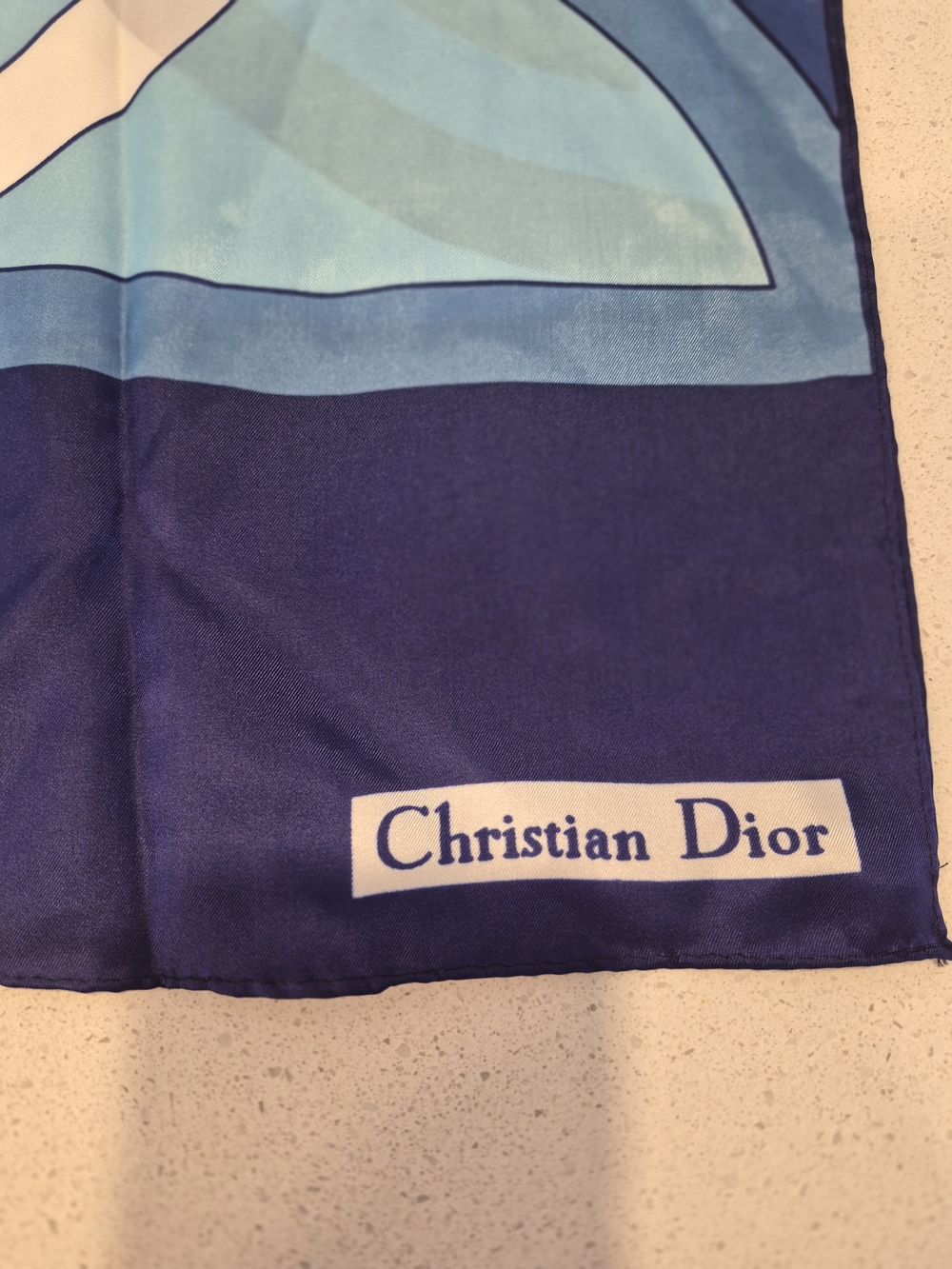 Christian Dior Blue Geometric Silk Scarf - Picture 2 of 5